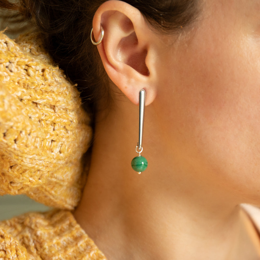 Long Drop Earrings - Teal