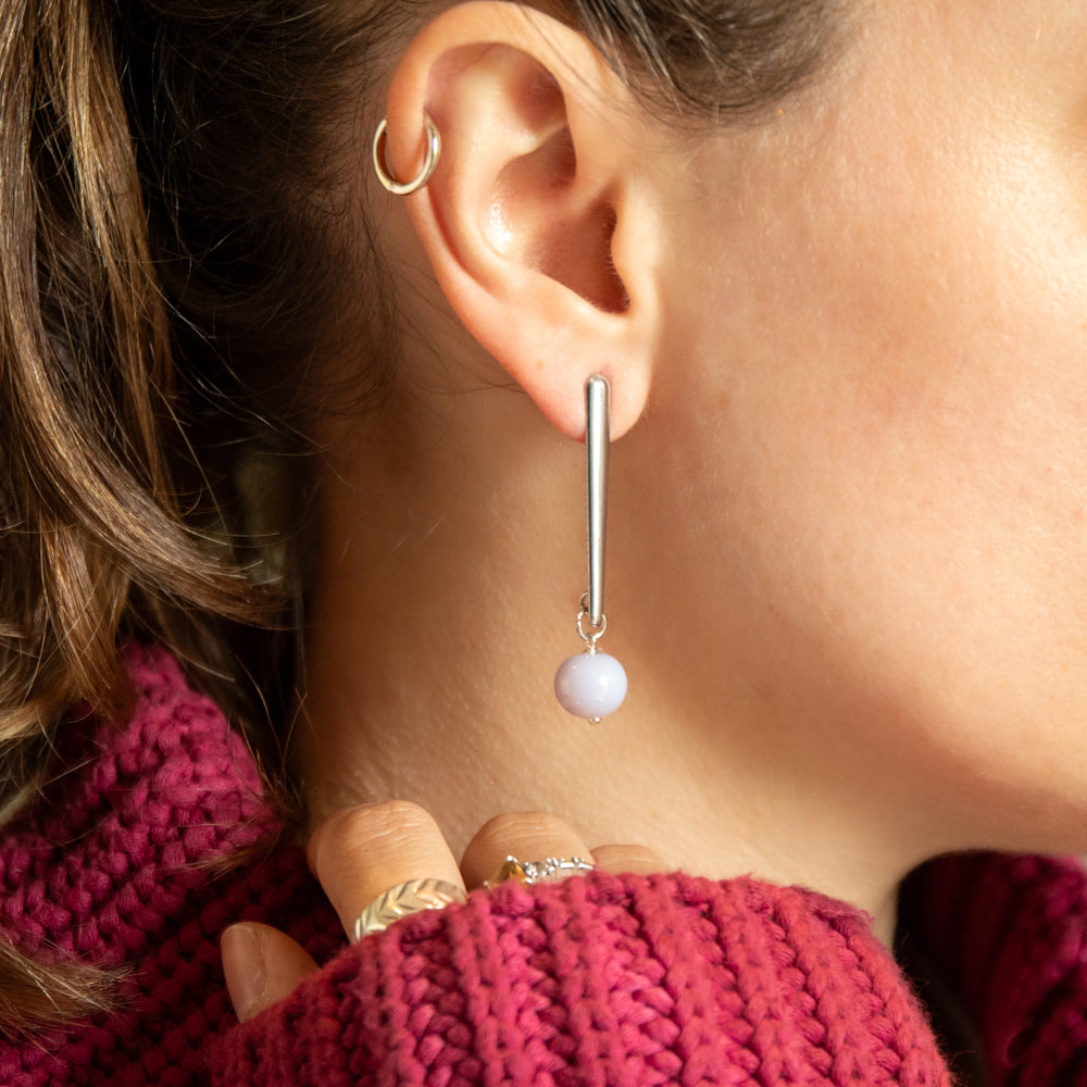 Long Drop Earrings - Lilac