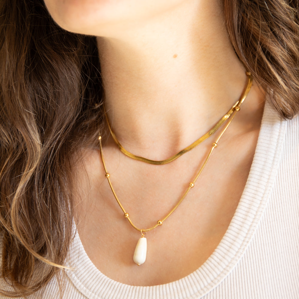 Layered Necklace - White