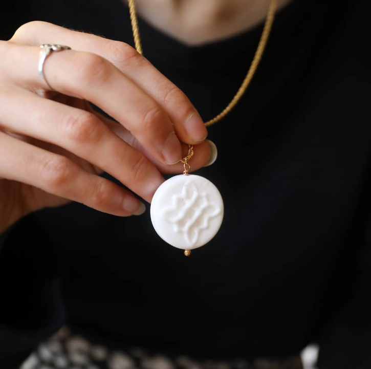 White Medallion Necklace