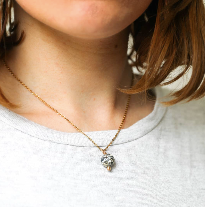 Italian Marble Dainty Sphere Necklace